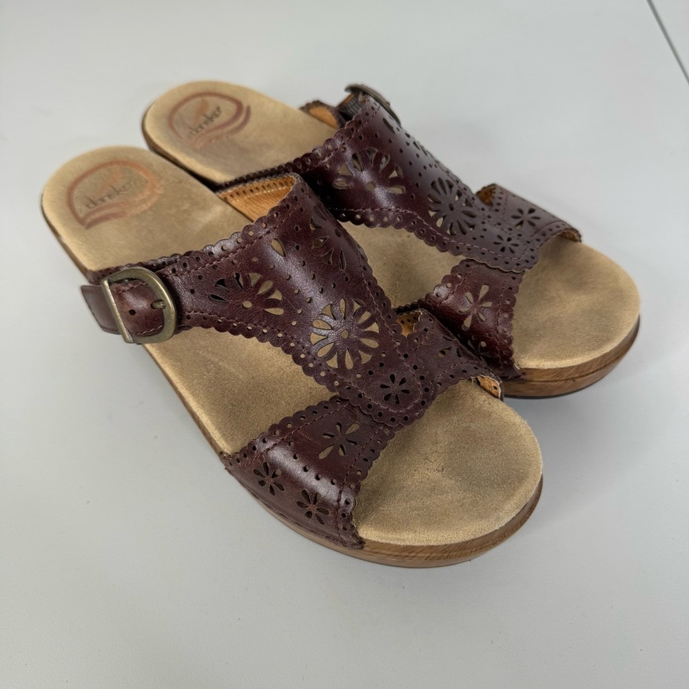 Dansko Brown Leather Clog Sandals Size 38‎